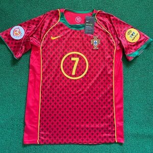 NWT Portugal 2004 Euro T90 “Figo 7” Jersey with Euro Patches
